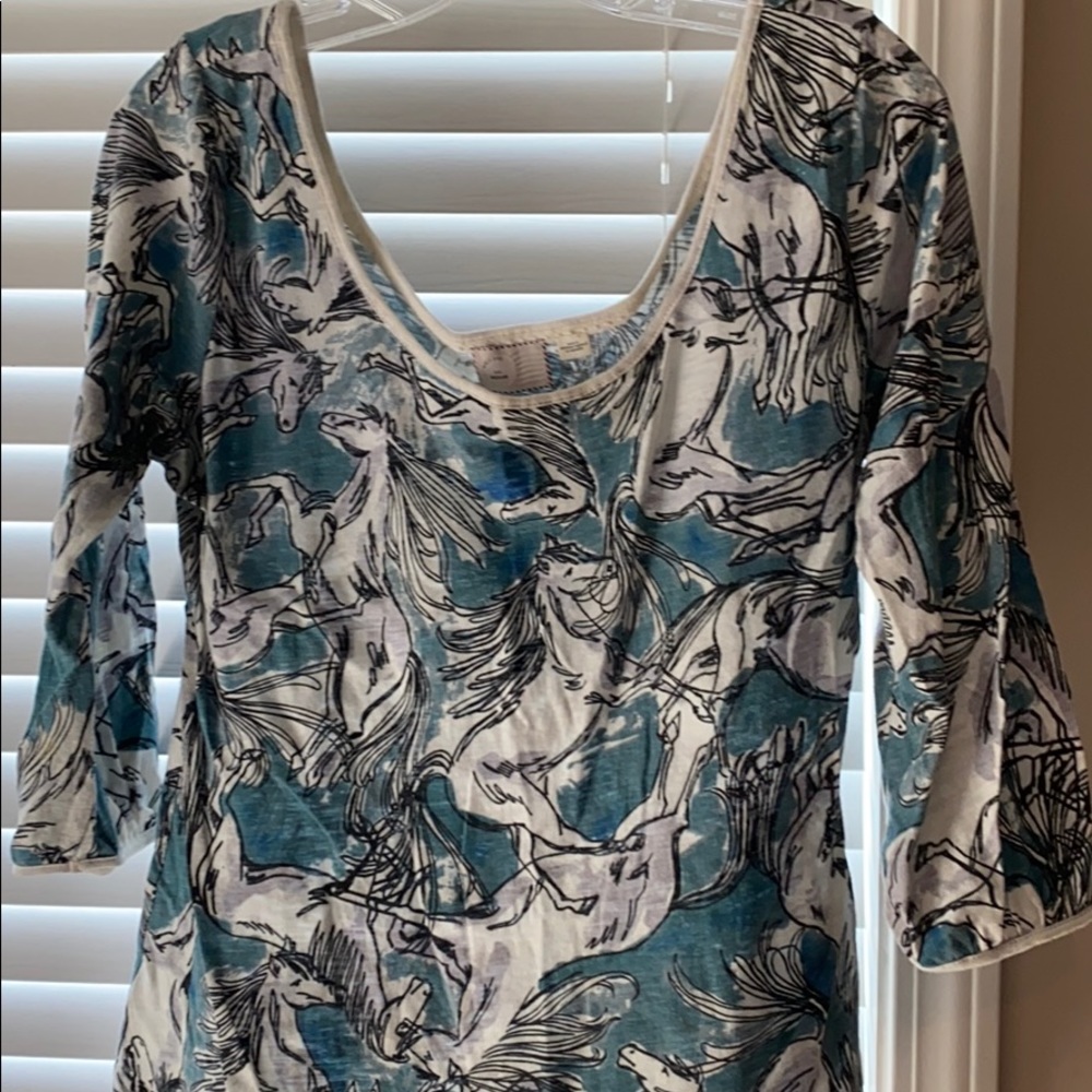 Anthropologie top. Horse print.